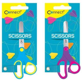   Olló 13cm, iskolai gumírozott fogóval, felakasztható csomagolásban Connect