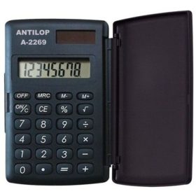   Antilop Számológép A-2268, 8 számjegyű, elem+napelem - fekete