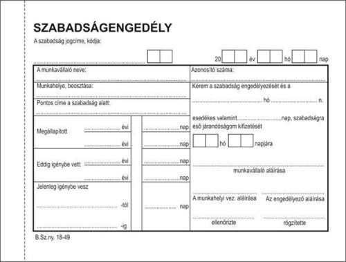 Victoria Szabadságengedély nyomtatvány