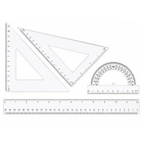   Vonalzókészlet közepes 30cm, vonalzó, szögmérő, 45° és 60° háromszög vonalzók 4 db/csom