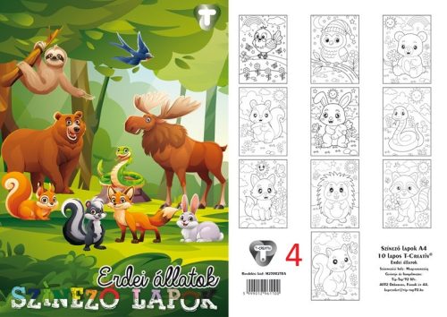 T-Creativ Színező lapok A/4 10 lapos - állatos