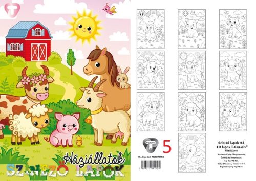 T-Creativ Színező lapok A/4 10 lapos - állatos