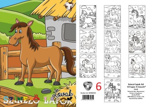 T-Creativ Színező lapok A/4 10 lapos - állatos